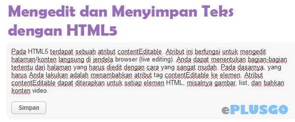 ContentEditable Mengedit dan Menyimpan Teks dengan HTML5
