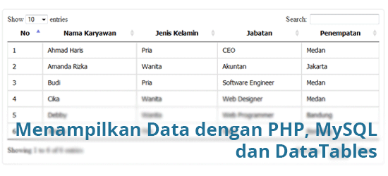 Menampilkan Data dengan PHP, MySQL dan DataTables